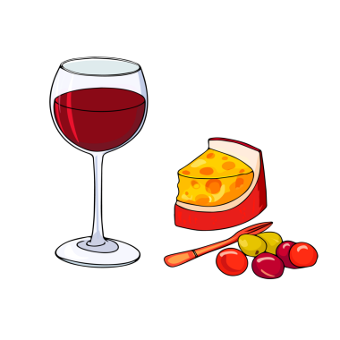 peynir ve üzüm şarap kadehi