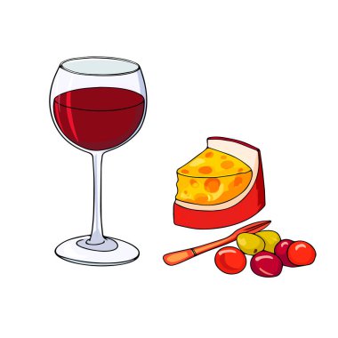 peynir ve üzüm şarap kadehi