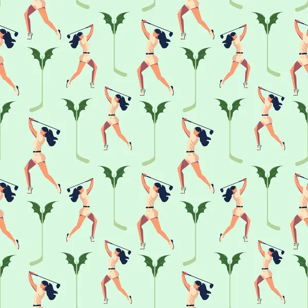 Darphane arka planında Retro Mayo Kızlar Kusursuz Desen. Yaz Plajı Kız Vektörü Pin-Up Tarzı