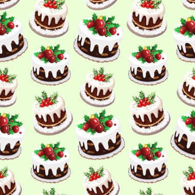 Buzlu, Holly ve Kırmızı Böğürtlenli Holiday Pasta Deseni