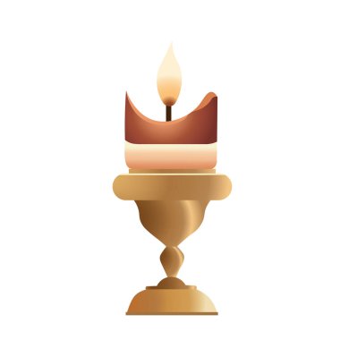 Klasik altın tutacaklı Hanuka mumu.