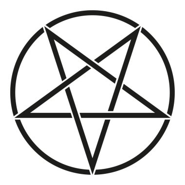 Pentagram in circle - vector illustration of simple five-pointed star in circle, isolated on white background