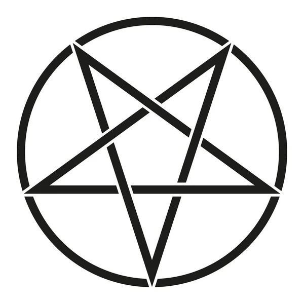 Pentagram in circle - vector illustration of simple five-pointed star in circle, isolated on white background