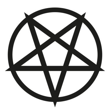 Pentagram in circle - vector illustration of simple five-pointed star in circle, isolated on white background