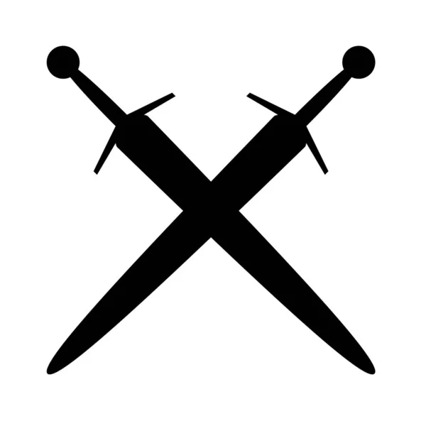 Sword silhouette - two crossed swords, vector illustration of medieval sword isolated on a white background
