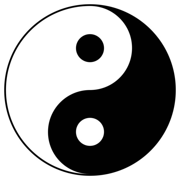 Yin Yang - the yin and yang symbol, black and white vector illustration isolated on white background