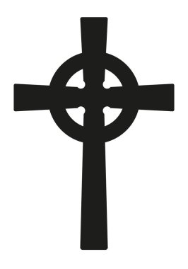 Celtic cross symbol silhouette, black and white vector illustration, isolated on white background