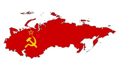 Sovyetler Birliği Sosyalist Cumhuriyetler Haritası - ulusal bayrağı, beyaz arka planı, vektörü olan bir devletin ana hatları