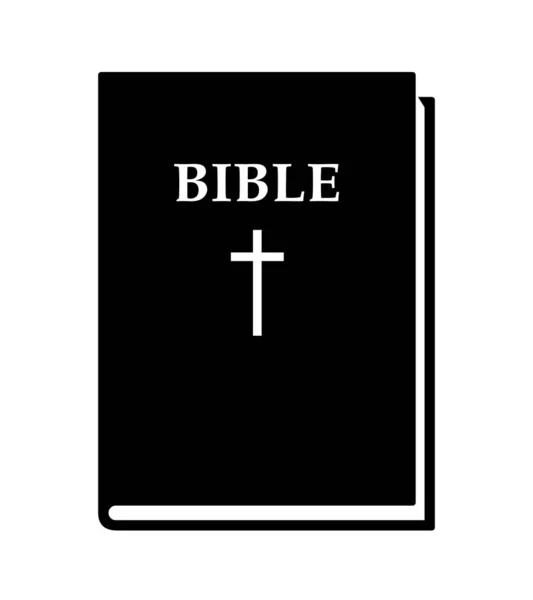 Святая Библия Черно Белая Закрытая Книжная Векторная Иллюстрация Белом Фоне — стоковый вектор