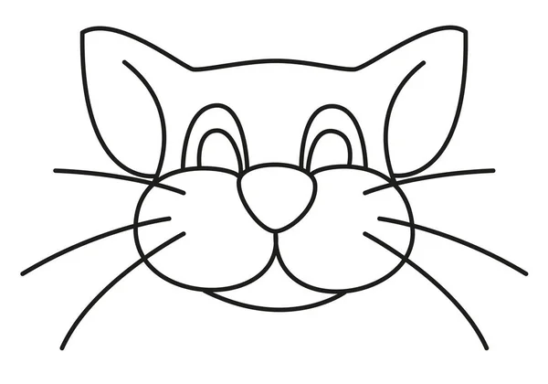 猫の頭 マンガの簡単なアウトライン回路図黒と白のベクトル図 — ストックベクタ