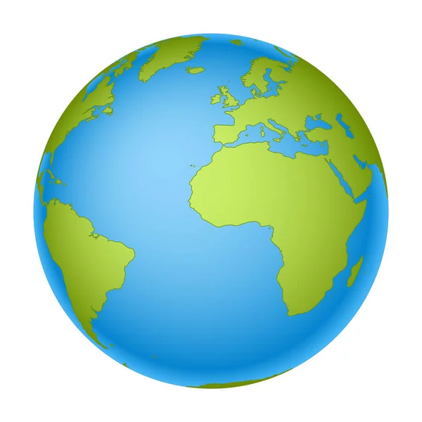 Erdglobus Weltkarte Mit Kontinenten Auf Dem Planeten Erde Vektorabbildung Auf — Stockvektor