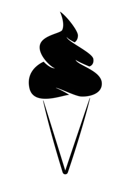 Eis Schwarz Weißes Symbol Für Softeis Einem Kegel Einfache Vektordarstellung — Stockvektor