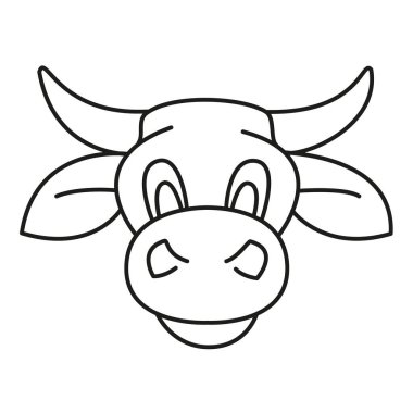 inek başlığı - karikatür basit şematik siyah-beyaz vektör çizimi beyaz arkaplanda izole