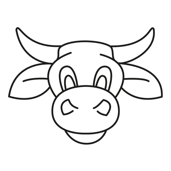 Tête Vache Dessin Animé Schéma Simple Illustration Vectorielle Noir Blanc — Image vectorielle