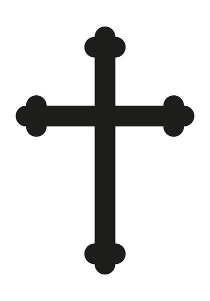 Christian Cross Black White Vector Silhouette Illustration Religious Cross Shape - Stok Vektor