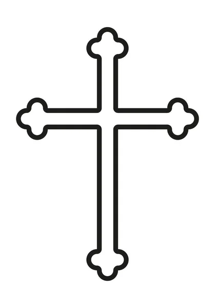 キリスト教の十字 黒と白のベクトルのシルエットのイラスト宗教的な十字形 白の背景に隔離された — ストックベクタ