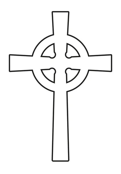 Keltiska Kors Symbol Kontur Siluett Svart Och Vitt Vektor Illustration — Stock vektor