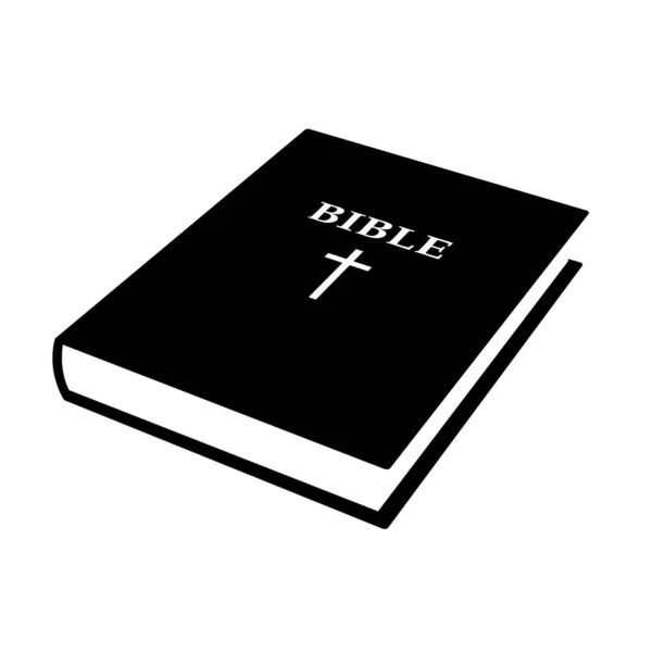 Sacra Bibbia Illustrazione Vettoriale Libro Chiuso Bianco Nero Isolata Sfondo — Vettoriale Stock