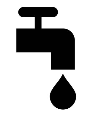 damlayan su musluğu - siyah ve beyaz vektör siluet sembolü musluk damla, beyaz arkaplan izole