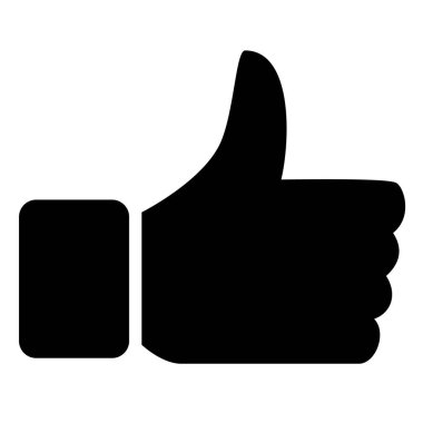 El silueti ve baş parmak yukarı hareketi - beyaz arkaplanda izole edilmiş siyah ve beyaz vektör çizimi