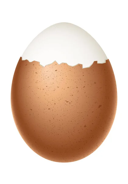 Частично Очищенное Яйцо Вареное Яйцо Полуочищенной Скорлупой Иллюстрация Белом Фоне — стоковый вектор