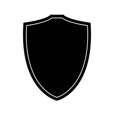 Kalkan simgesi silueti, vektör illüstrasyonu beyaz arkaplanda izole edildi