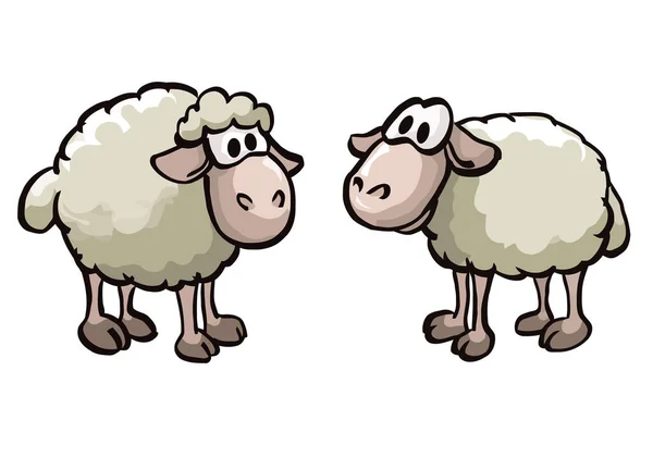 Ovce Ilustrace Hospodářských Zvířat Izolované Bílém Pozadí Vektor — Stockový vektor