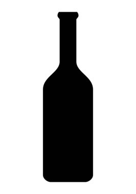 Şarap şişesinin silueti - siyah-beyaz sembol, beyaz arkaplanda izole edilmiş vektör çizimi