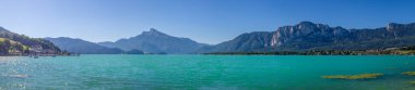 panorama landscape with Lake Mondsee and the Schafberg mountain, Alps, Austria