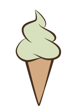 dondurma - dondurma külahta şam fıstıklı dondurma, beyaz arkaplanda izole edilmiş renk vektör çizimi