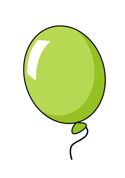 Balloon One Green Party Balloon Color Cartoon Vector Illustration Isolated — Stock Vector