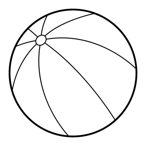 Пляжный Мяч Черно Белая Векторная Иллюстрация Летнего Воздушного Мяча — стоковый вектор