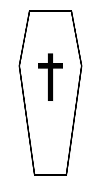 Гроб Черно Белый Векторный Силуэт Иллюстрация Гроба Погребальная Коробка Крестом — стоковый вектор