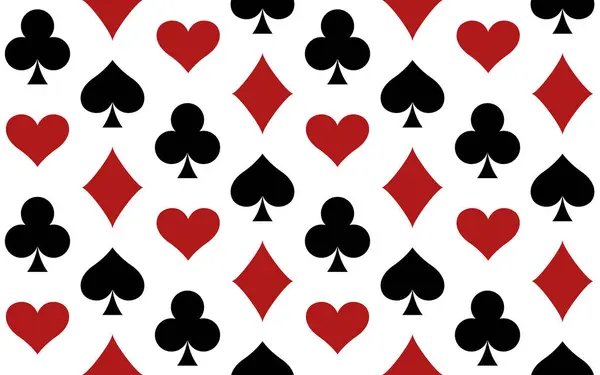 Παίζοντας Σετ Συμβόλων Καρτών Καρδιές Μπαστούνια Σπαθιά Και Διαμάντια Συνεχές — Διανυσματικό Αρχείο