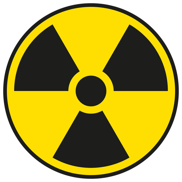 radiation warning sign, black and yellow hazard symbol, vector isolated on white background
