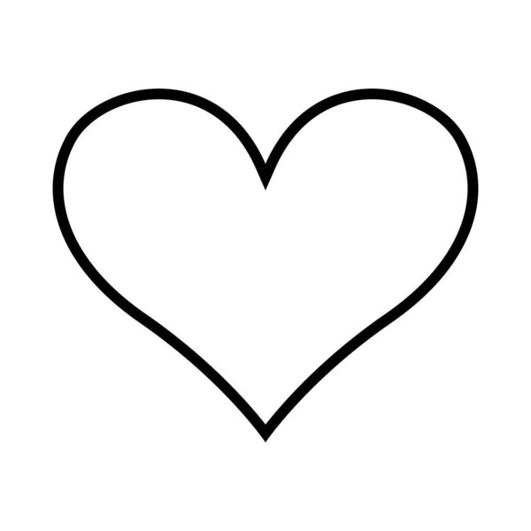 heart shape symbol, black and white vector silhouette illustration, white background