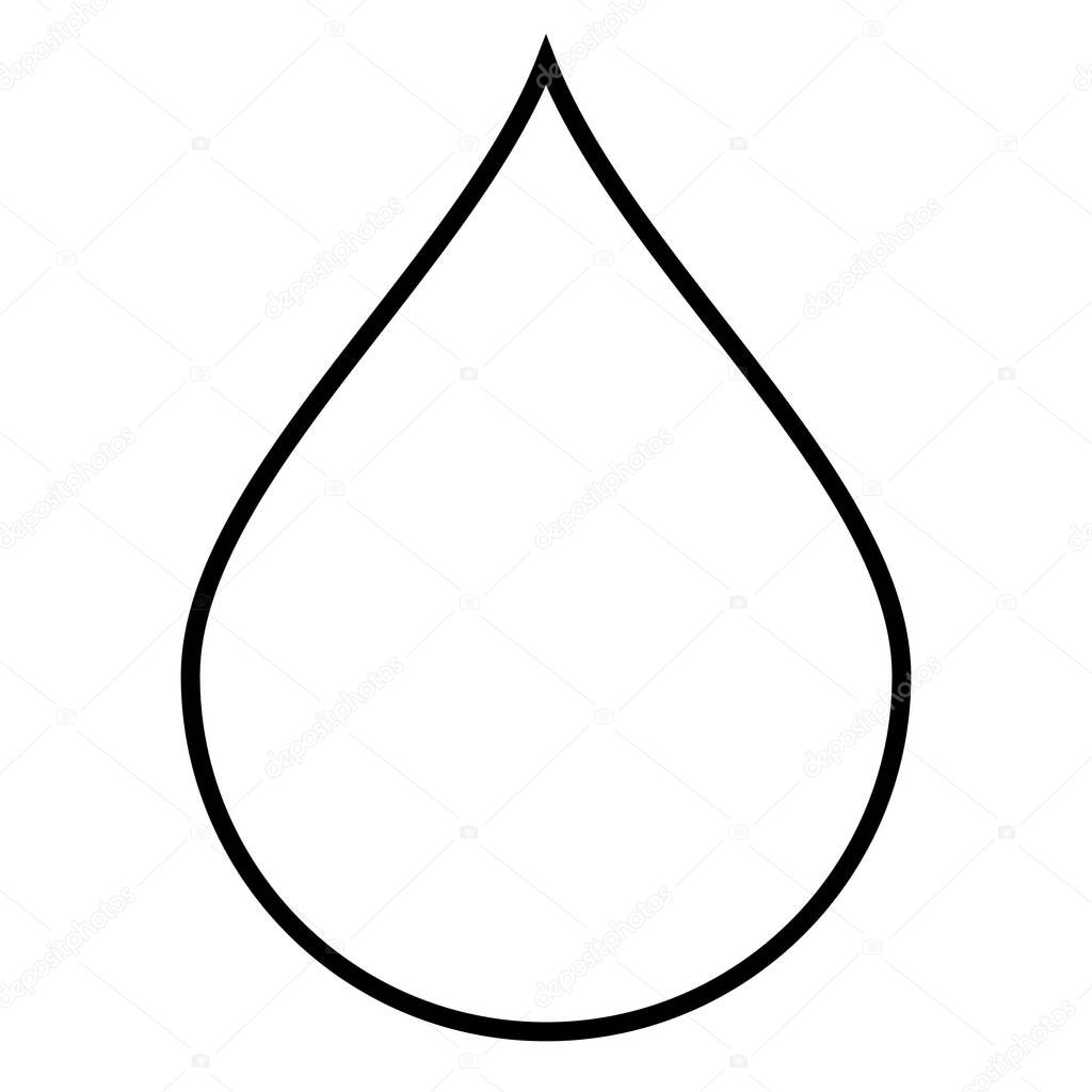 Drop of water shape - black and white vector silhouette symbol illustration of waterdrop, white background