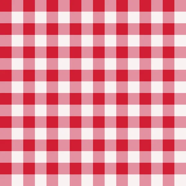 Tablecloth Pattern Red White Checkered Seamless Repeatable Texture Vector Background — Stock Vector