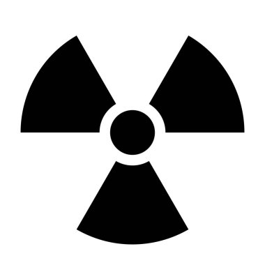 Radyasyon uyarı işareti, siyah-beyaz tehlike sembolü, beyaz arkaplanda izole edilmiş vektör