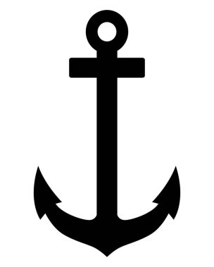 anchor siluet sembolü şekli, siyah ve beyaz vektör illüstrasyonu, beyaz arkaplan