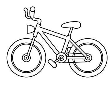 Bisiklet - beyaz arkaplanda izole edilmiş siyah beyaz çizgi film vektör çizimi