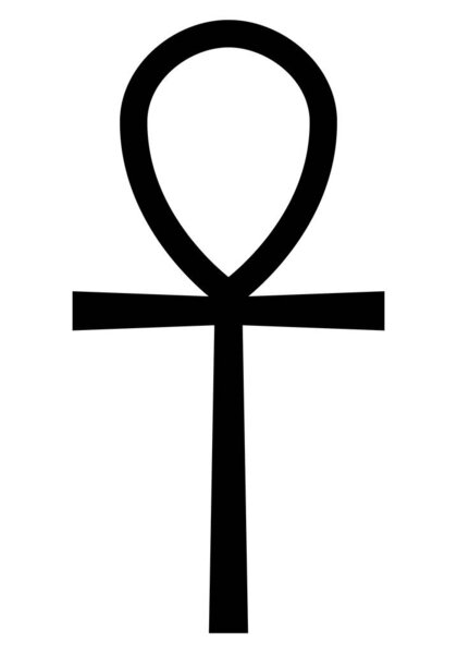 Анк-ключ жизни, черно-белый векторный силуэт иллюстрация древнеегипетского иероглифического символа, выделенного на белом фоне