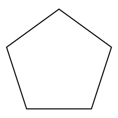 Pentagon şekil sembolü, beyaz arkaplanda izole edilmiş siyah-beyaz vektör silüeti