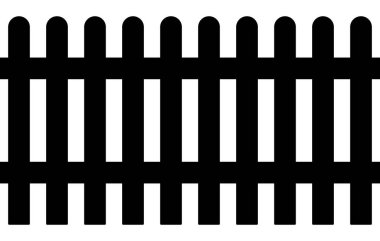 Ahşap çit - siyah ve beyaz siluet çizimi - kusursuz tekrarlanabilir desen dokusu