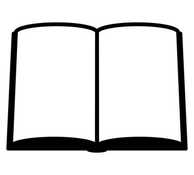 Kitap - açık kitabın siyah beyaz simgesi, beyaz arkaplanda izole edilmiş vektör illüstrasyonu