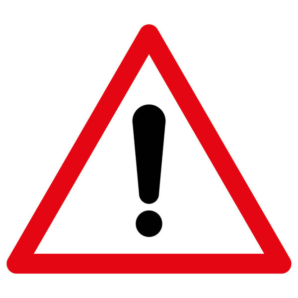 Other danger ahead sign, exclamation mark in white and red triangle symbol, isolated on white background