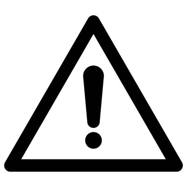 Diğer tehlike işareti, üçgen semboldeki ünlem işareti, beyaz arkaplanda izole edilmiş siyah beyaz illüstrasyon