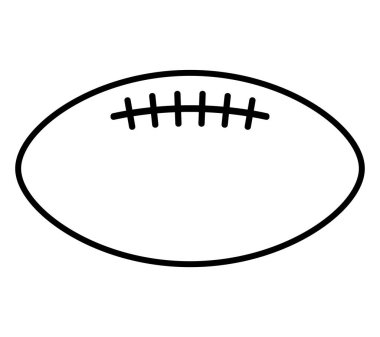 Amerikan futbol topu - siyah-beyaz vektör silueti çizimi, beyaz arkaplanda izole edilmiş