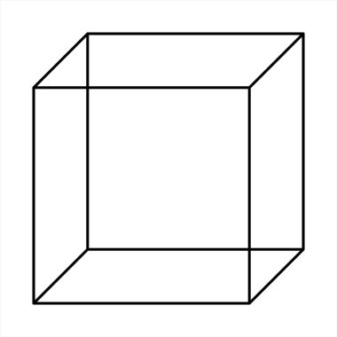 Beyaz arkaplanda izole edilmiş küp biçimi, siyah ve beyaz vektör çizimi