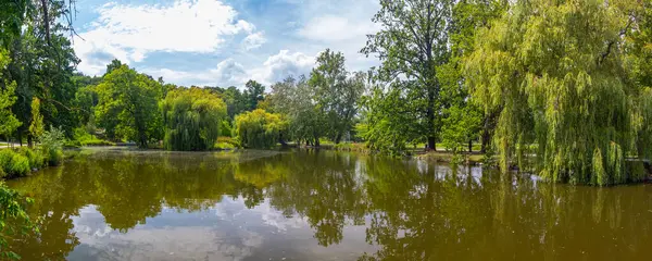 stock image landscape, pond in Royal Game Reserve Stromovka, Central Park Prague, Czech republic